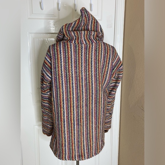 Molina Mexican Baja Hoodie Hippie Surf Poncho Sweater Size Medium Multicolor - Picture 7 of 11
